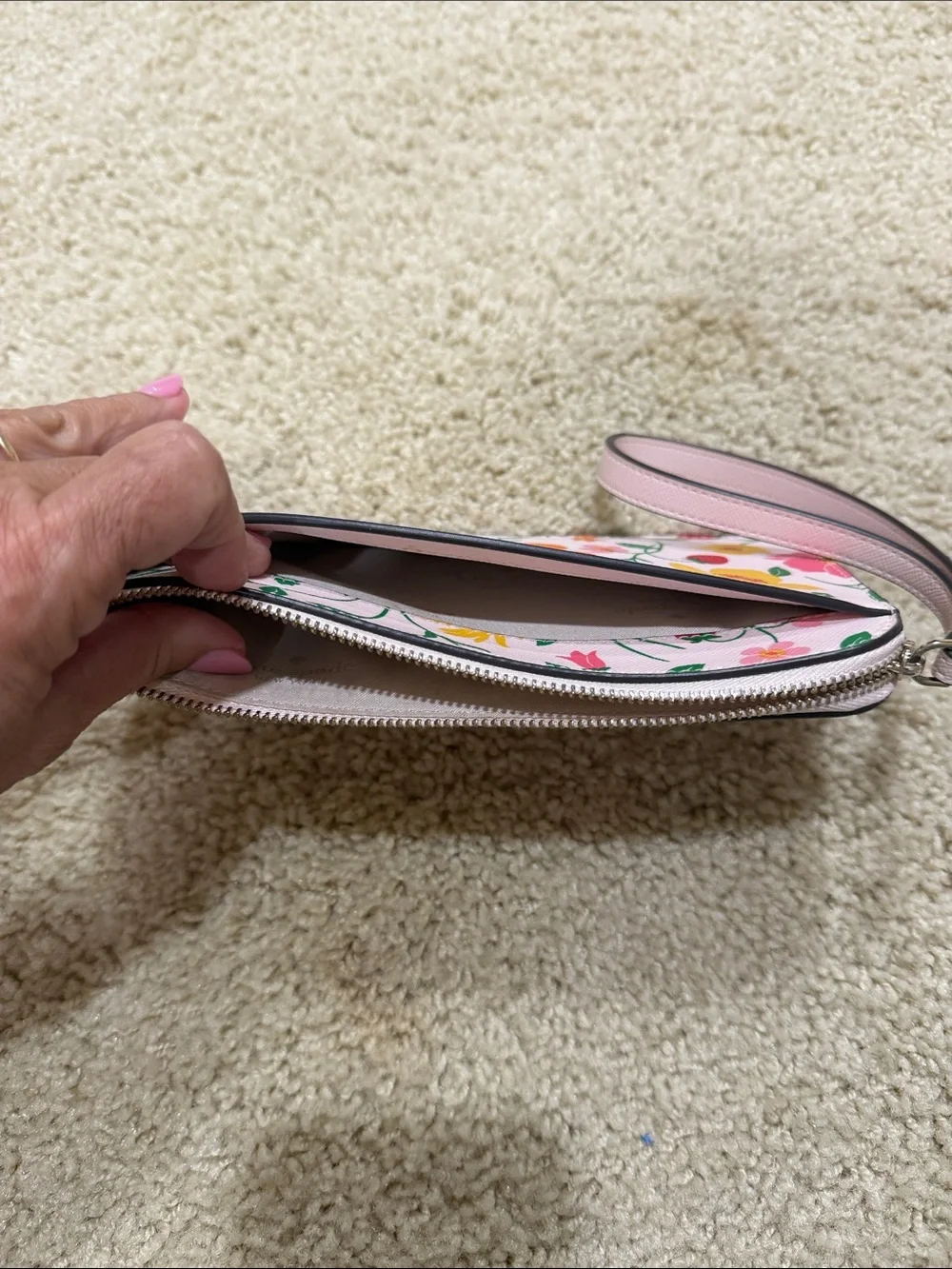 kate spade Pink Floral & Strawberry Wristlet